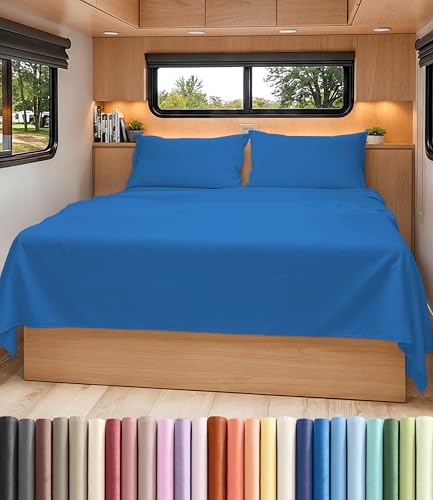 Short Queen Size 4 Piece Bed Sheet Set - RV Short Queen Sheets - Royal Blue by CGKUnlimited