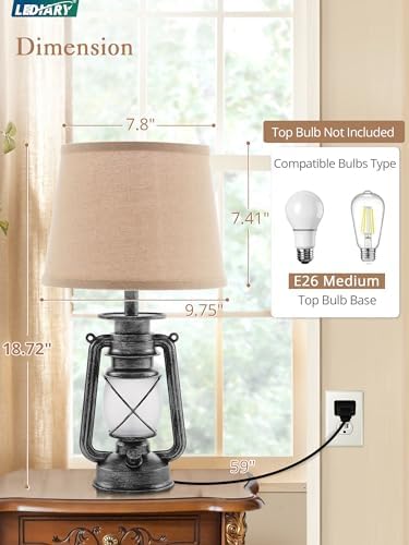 LEDIARY 18.72" Sliver LED Lantern Flickering Flame Table Lamps Set of 2 - Image 5