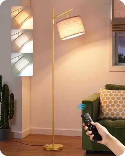 EDISHINE 64.7IN Gold Floor Lamp for Living Room with Remote, Standing Lamp by EDISHINE