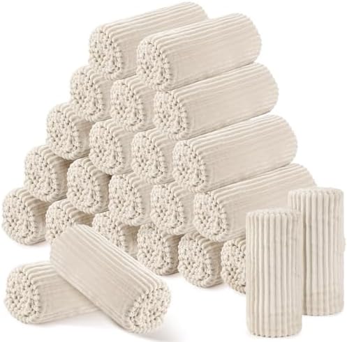 Buryeah 24 Pcs Flannel Blankets Bulk,Fall Outdoor Wedding, Beige by Buryeah