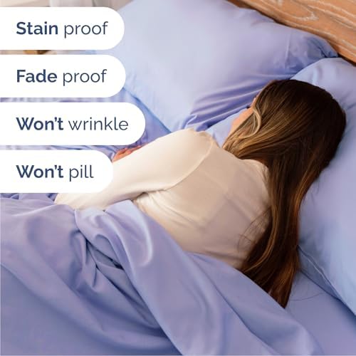 Queen Size 4 Piece Sheet Set - Comfy Breathable & Cooling Sheets - Lavender - Image 5