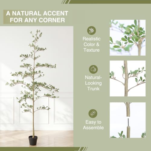 6FT Artificial Olive Tree, Faux Plants Indoor, Tall Fake Tree with Black Pot - Image 4