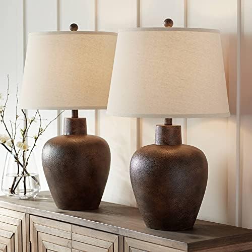 Glenn 27" Tall Table Lamps Set of 2 Terra Cotta Farmhouse Southwest Rustic by RegencyHill