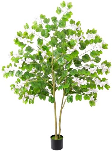 6FT Artificial Bauhinia Tree,Realistic Fake Potted Plants with Flowers&Planters,Indoor/Outdoor Faux Flowering Trees for Home,Office,Porch,Wedding,and Housewarming Gift Decor,White by Unknown