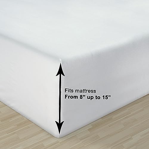 LANE LINEN King Sheets 100% Organic Cotton Cooling Soft 8pc Percale - White - Image 5