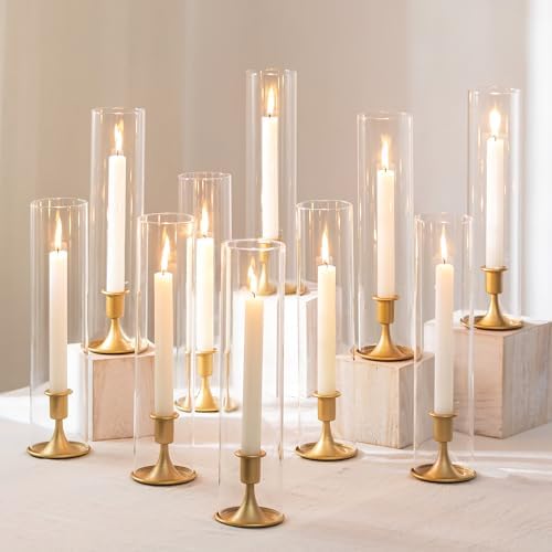 Romadedi Hurricane Candlestick Holders Gold, Taper Candle Holder, Set of 10 by ROMADEDI