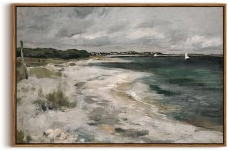 InSimSea Framed Canvas Wall Art Vintage Decor, Large Coastal Wall Art, Seaside Painting Prints, Modern French Country Farmhouse Decorations, Rustic Wall Decor for Living Room Bedroom, 20"x30" by InSimSeaArt