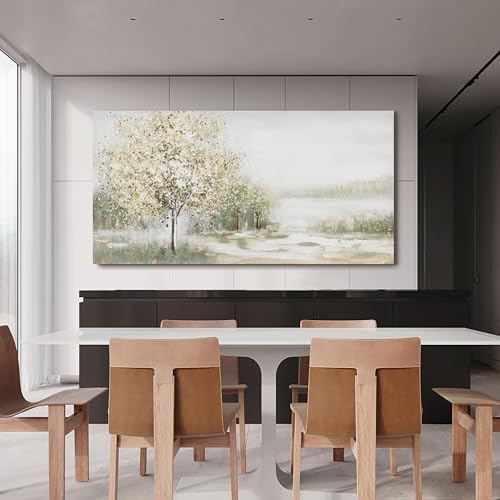 Green Wall Art Modern Nature Wall Art Canvas Art Wall Decor Spring Scene Wall Art Decor Artwork Large Wall Art Prints for Room Living Room Bedroom Office Decor 24X48 inch - Image 3