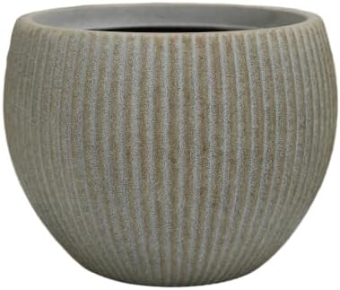 10.2"Dia x 7.8"H Modern Ribbed Plastic Planter Pot with Drainage by UPPERSTONELIVING
