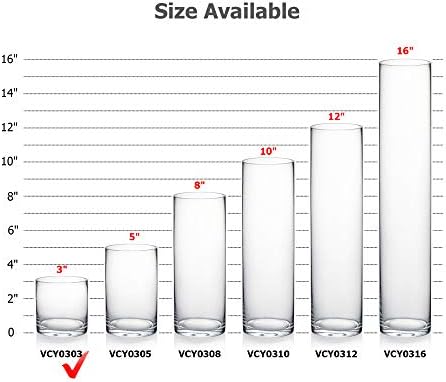 WGV Cylinder Vase, 3" W x 3" H, Clear Skinny Narrow Glass Candle Holder Bud Floral Container Planter Terrarium for Wedding Party Flowers Centerpieces Home Office Decor, 1 Piece - Image 3