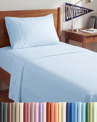 Twin XL 3 Piece Sheet Set - College Dorm Room Essentials - Light Blue by CGKUnlimited