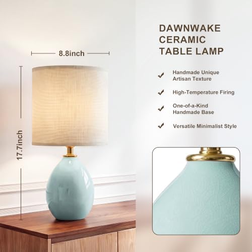 Dawnwake 17.7" Ceramic Table Lamps Set of 2 for Living Room Bedroom, Blue - Image 2