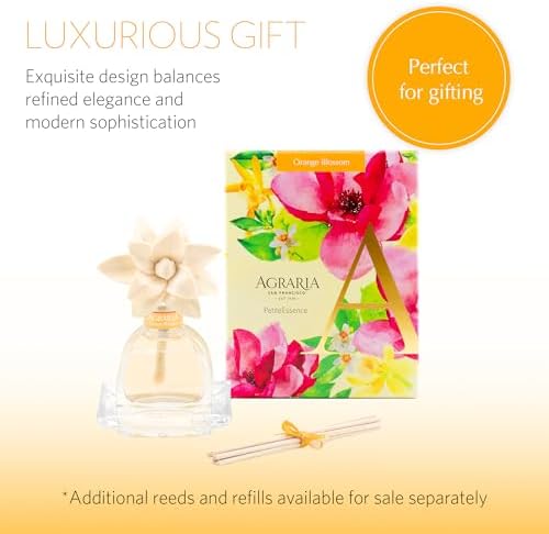 Agraria PetiteEssence 1.7oz Flower and Reed Diffuser Set, Hand Crafted Sola Flower Botanical Air Diffusers for Home, Orange Blossom Decorative Diffuser - Image 5