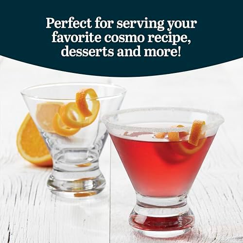 Libbey Cosmopolitan Stemless Martini Glasses, 8.25 Oz Dishwasher Safe Martini Glasses Set of 4, Martini Cups Set for Wedding Registries and More - Image 4