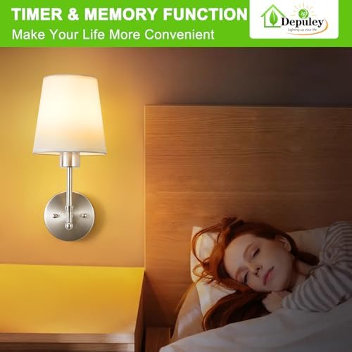 Depuley Battery Operated Wall Sconce: Set of 2 Wireless Wall Lights with Remote for Bedroom - Rechargeable 15 Colors 19.9" Wall Lamp for Living Room Hallway Decor - Image 6