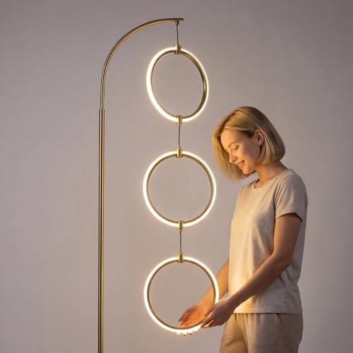 Bairth Gold 3-Light LED Floor Lamp, Modern Arc Floor Lamp for Living Room - Image 5