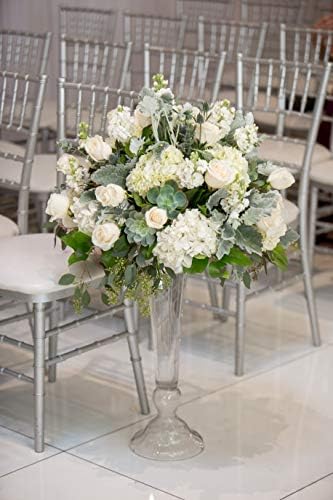 WGV Trumpet Glass Vase Bulk, Open Width 8", Height 23.5", Clear Large Floral Planter Centerpiece, Wedding Event Home Decor, 2 Pieces (VTV0824) - Image 5