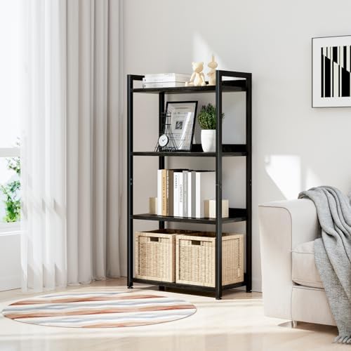 NUMENN Bookshelf, 4 Tier Freestanding Shelving Unit, Black - Image 2