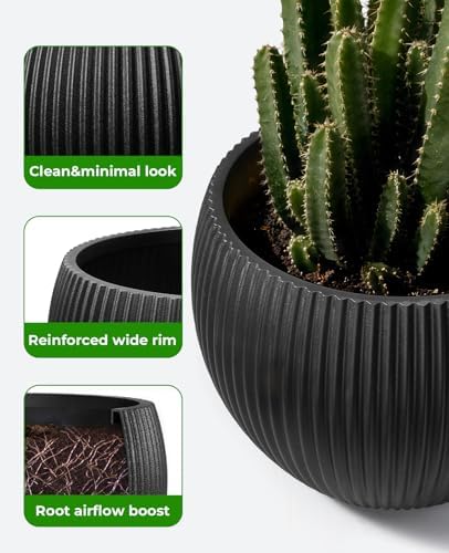 homenote 14.5/12/9.7 Inch Large Plastic Flower Pots with Drainage (3 Pcs) - Image 7