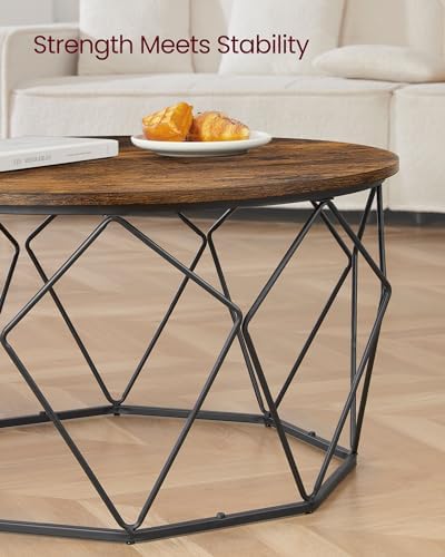 VASAGLE Round Coffee Table, 31.5-Inch Center Table, Diamond-Shaped Frame - Image 7