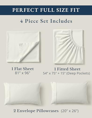 LANE LINEN Full Bed Sheet Set 100% Organic Cotton Percale - Glacier Grey - Image 4