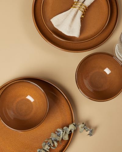 Pokini Stoneware Dinnerware Sets for 4, 12pcs Plates and Bowls Sets Dishes - Image 4