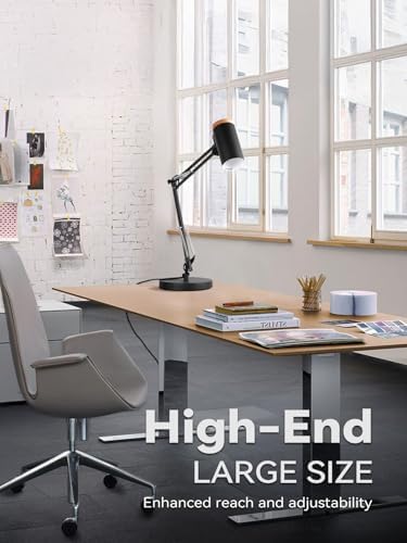 TORCHSTAR Tall Swing Arm Desk Lamp with Wooden Accent, Large Size, Black - Image 2