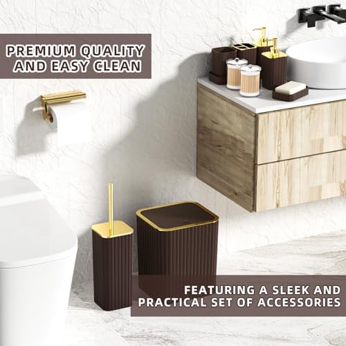 XLHOMO Bathroom Accessories Set - 10PC Gorgeous Brown Bathroom Set - Image 5