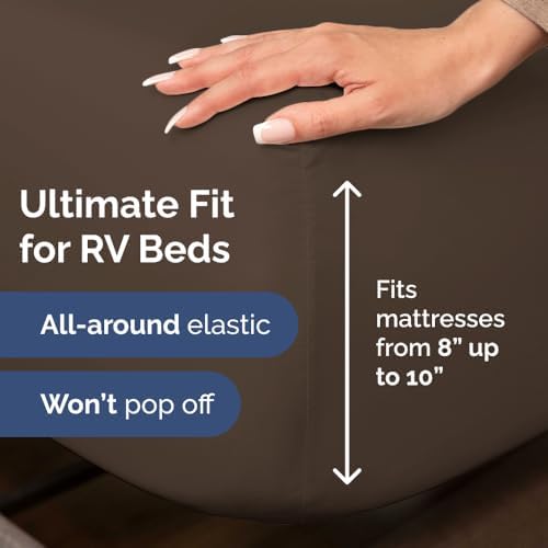 Short Queen Size 4 Piece Bed Sheet Set - RV Short Queen Sheets - Brown - Image 3