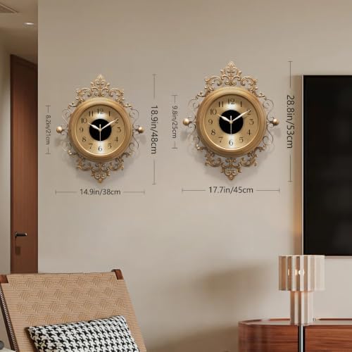 Vintage Wall Clocks Living Room,16"X19" Elegant Retro Silent Wall Clock,Decorative Antique Victorian Wall Clocks Battery Operated for Bedroom Kitchen Entryway Office Decor - Image 2