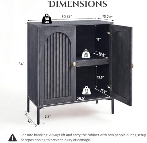 IFBUY 30.88" W Mid Century Modern TV Stands for Living Room, Dark Grey - Image 2