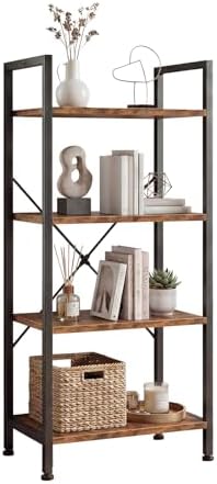 DUMOS 4-Tier Bookshelf, Tall Bookcase, Storage Organizer by DumosLifestyle