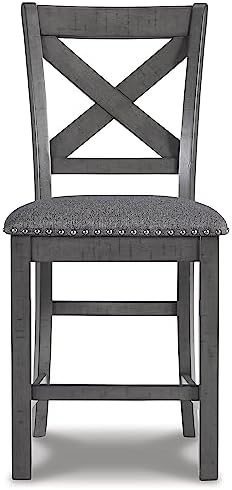 Signature Design by Ashley Myshanna Modern Farmhouse 25" Counter Height Upholstered Barstool, Set of 2, Dark Gray - Image 4