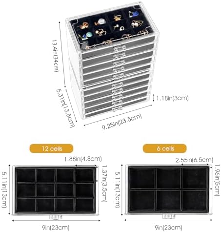 ProCase Earring Holder Organizer Jewelry Box with 10 Drawers, Black - Image 5
