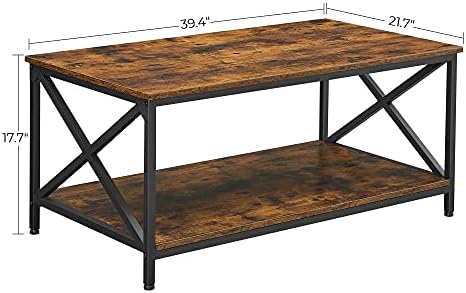 VASAGLE Coffee Table with Storage Shelf, 39.4 x 21.7 x 17.7 Inches - Image 3