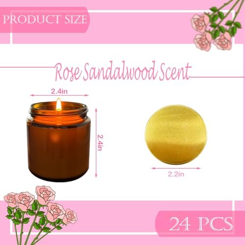 24 Pcs 4 Oz Mini Soy Candles,Rose Sandalwood Scented Candles Set,Bulk Aromatherapy Candle,Suitable as Gifts or Souvenirs for Occasions Such as Birthdays and Weddings. - Image 2