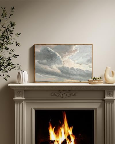 InSimSea Framed Canvas Wall Art Vintage Decor, Nature Wall Decor, Large Sky Clouds Sunset Wall Art Prints for Living Room, Classical Retro Paintings for Bedroom Office Home Decoration, 16"x24" - Image 6