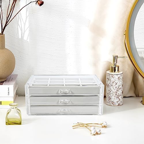 ProCase Earring Holder Organizer Jewelry Box with 3 Drawers, Warmwhite - Image 6