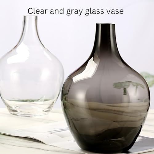 Gray Black Glass Vase - 12" Smoked Glass Vase - Image 4