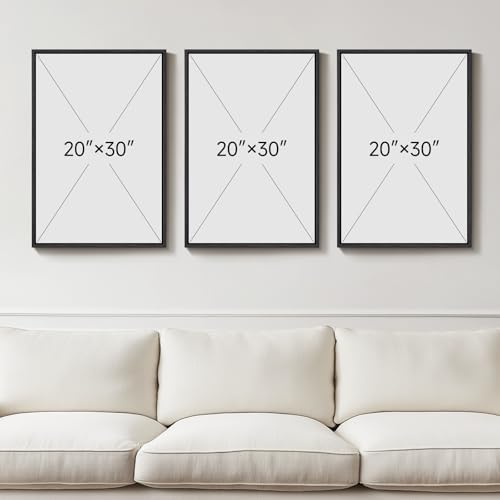 Large Framed Modern Neutral Abstract Wall Art, Set of 3, Total 60x30 In - Image 3