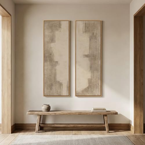 Large Framed Neutral Abstract Vertical Wall Art Decor for Hallway, 2 Pieces - Image 7