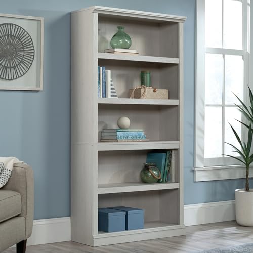 Sauder 5 Tier Book Shelf Wooden Bookcase Multipurpose Bookshelf for Home Office, Living Room, in Glacier Oak - Image 2