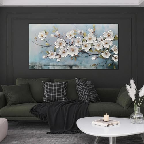Anolyfi Cherry Blossom Flowers Textured Wall Art for Living Room 58"x29" by Anolyfi