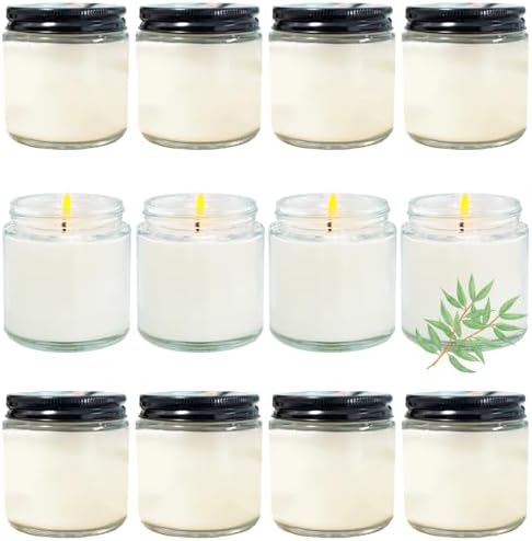 12 Pcs 4 Oz Mini Soy Candles,Eucalyptus Scented,Aromatherapy Candle,Bulk Candle Set，Great Stress Relieving Scented Candles for Girls as a Gift for Birthdays, Weddings and More! by Veiuwa