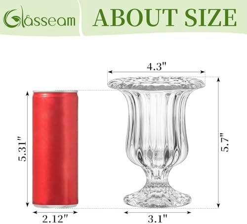 Glasseam Small Glass Vases for Flowers, Pedestal Compote Vase Set of 3 - Image 3