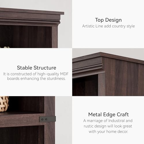 GarveeHome 5 Tier Farmhouse Bookcase, 67.4" Tall Book Shelf with Storage - Image 5