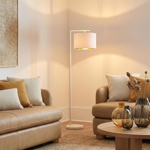 Brightech Montage Modern Floor Lamp - LED Standing Lamp with Adjustable Color Changing Bulbs for Living Rooms & Offices - Tall Corner Bedroom Reading Light for Contemporary Home Decor - Cream and Gold - Image 3