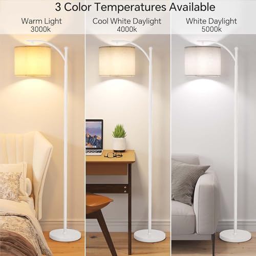 SUNMORY Arc Floor Lamp, Modern Floor Lamp with 9W 3 Color Temperatures Bulb - Image 2
