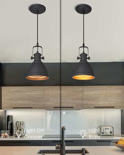 3-Pack Black Pendant Lights Kitchen Island, 6.5" Metal Shade - Image 3