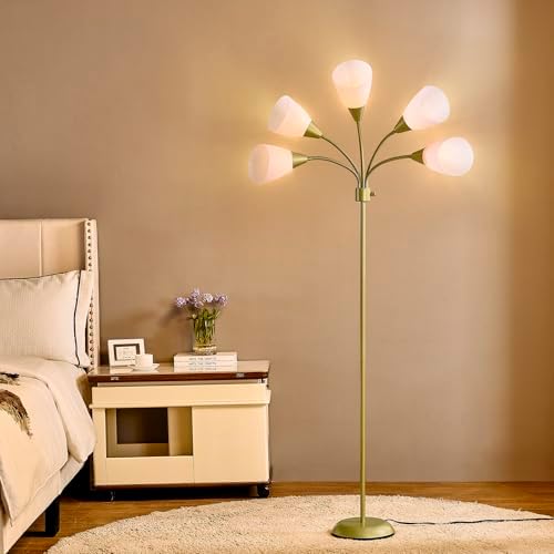Medusa Modern Decor Floor Lamp, Multi Head Adjustable Gooseneck Bright Light Lamps for Reading, White Shades Tall Standing Tree Floor Lamps for Living Room Bedroom Office Kids Classroom, Gold - Image 5